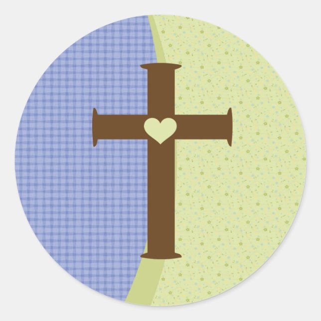Boys Communion Cross Classic Round Sticker (Front)