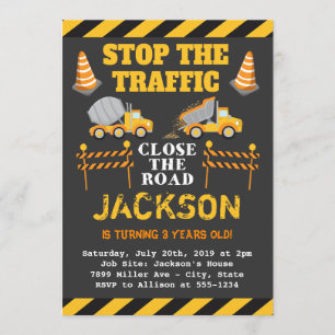 Boys Construction Birthday Party Invitation