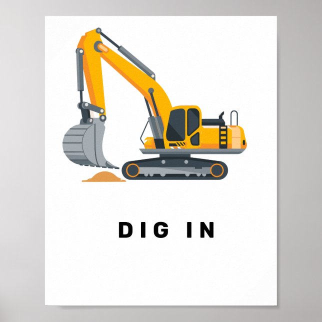 Boys Construction Birthday Party Theme Poster (Front)