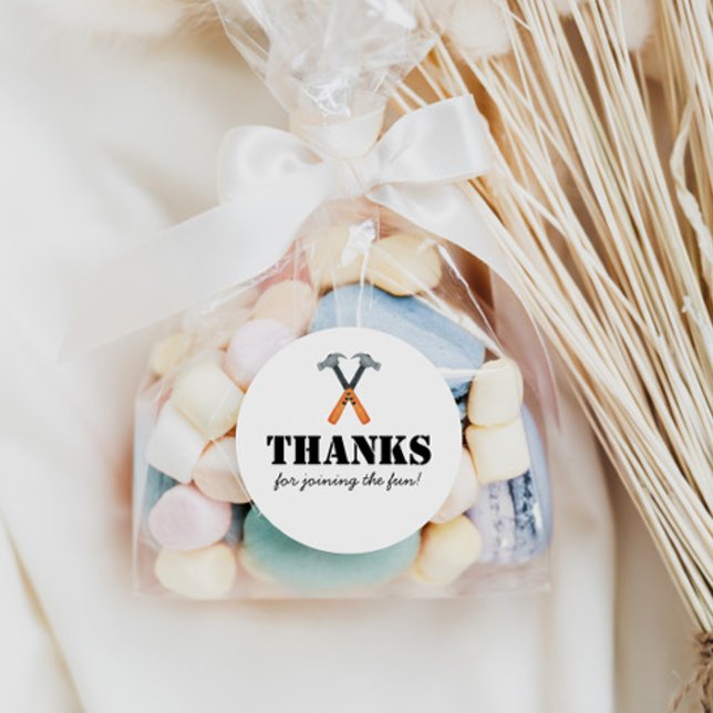 Boys Construction Builder Classic Round Sticker (Creator Uploaded)