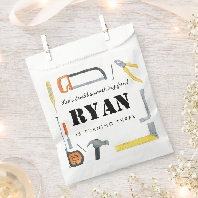 Boys Construction Builder Giveaway Favour Bags (Clipped)