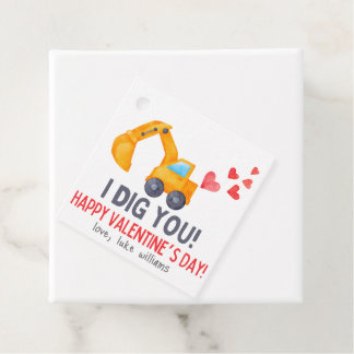 Boys Construction Digger Truck Valentines Tag