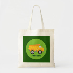 Boys Construction Dump Truck Green Kids Monogram Tote Bag