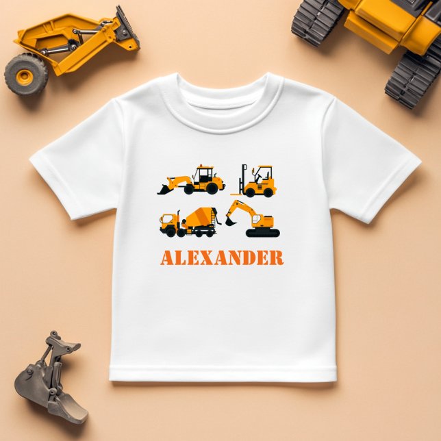 Boys Construction Vehicles Personalized T-shirt (Creator Uploaded)