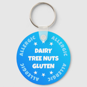 Boys Cool Blue Emergency Contact Food Allergy Key Ring