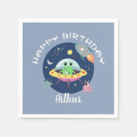 Boys Cool Blue Space Alien Galaxy Birthday
