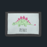 Boys Cool Dinosaur Cartoon and Name Kids Trifold Wallet<br><div class="desc">This lovely design features a cool stegosaurus dinosaur cartoon,  and can be personalised with your boy's name. Perfect for any dinosaur loving kids first wallet. Check out our store for other gorgeous dino themed designs!</div>