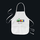 Boy's Cool Doodle Colourful Locomotive Train & Kids Apron<br><div class="desc">This cute design is a part of a collection featuring cute transport doodles for boy's apparel and accessories. The design features a doodle colourful locomotive train in primary colours, and can be personalised with your boy's name. Perfect for little travellers or train lovers! Check out our store for other cool...</div>