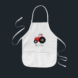 Boy's Cool Doodle Red Farm Tractor with Name Kids Apron<br><div class="desc">This cute design is a part of a collection featuring cute transport doodles for baby boy's and girl's apparel and accessories. The design features a hand drawn red farm tractor, and can be personalised with your baby boy's name. Perfect for little farmers! Check out our store for baby girl tractor...</div>