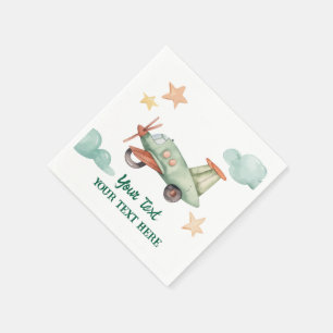 Boys Cool Modern Colourful Aeroplane Birthday Part Napkin