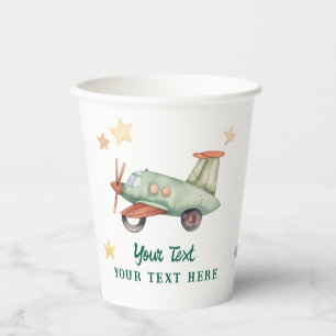 Boys Cool Modern Colourful Aeroplane Birthday Part Paper Cups