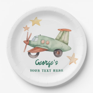 Boys Cool Modern Colourful Aeroplane Birthday Part Paper Plate