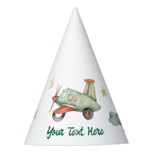 Boys Cool Modern Colourful Aeroplane Birthday Part Party Hat