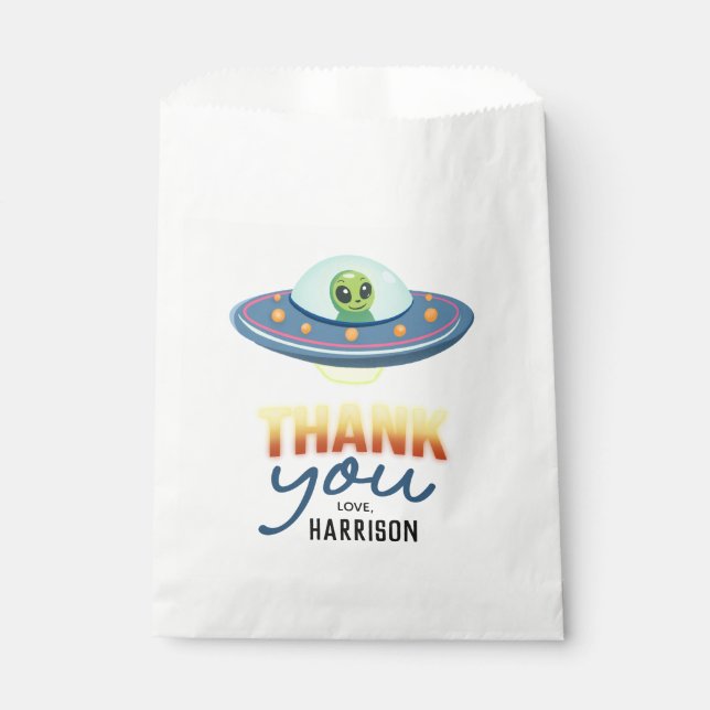 Boys Cool Neon Space Alien Birthday Favor Favour Bags (Front)