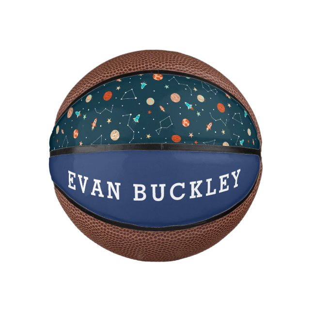 Boys Cool Outer Space Pattern Kids Mini Basketball (Front)