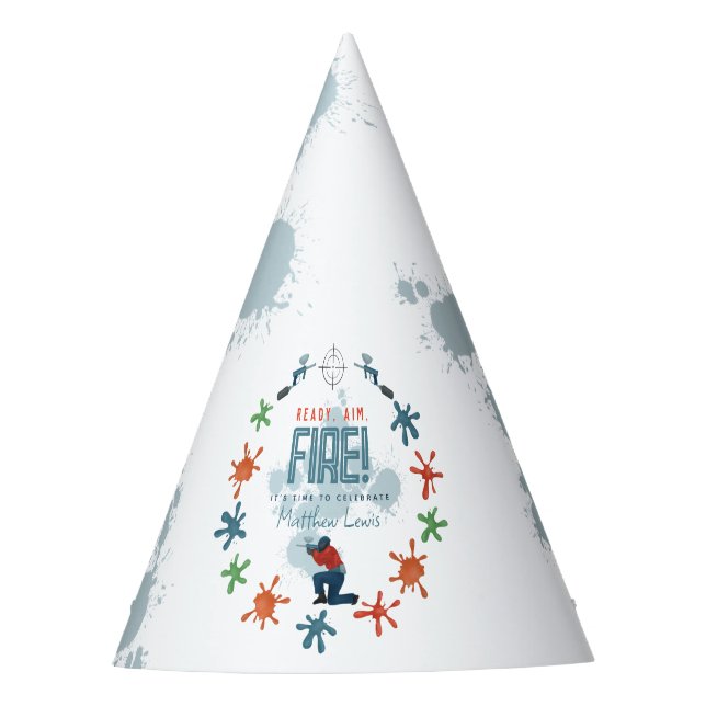 Boys Cool Paintball Party Kids Birthday Hat (Front)