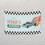 Boys Cool Racing Car Kids Birthday Welcome Banner<br><div class="desc">This modern and cool boys 7th birthday welcome banner design features a car with hot flames. The banner can be personalised with a name and age. Set as a seventh birthday poster,  but easy to edit. The perfect addition to your hot car party!</div>