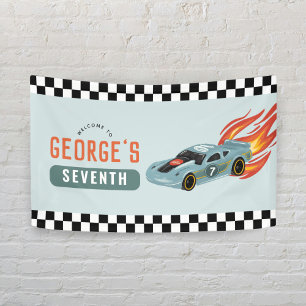 Boys Cool Racing Car Kids Birthday Welcome Banner