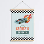 Boys Cool Racing Car Kids Birthday Welcome Sign<br><div class="desc">This modern and cool boys 7th birthday welcome sign design features a car with flames. The poster can be personalised with a name and age. Set as a seventh birthday poster,  but easy to edit. The perfect addition to your hot car party!</div>