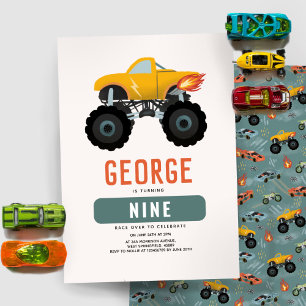 Boys Cool Truck Kids Birthday Invitation