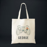 Boys Cool Video Game Kids School Tote Bag<br><div class="desc">This cool and modern blue kids tote bag features a video game controller with ‘game zone’ on the back. The tote can be personalised with your boys name,  the perfect gift for any gaming lover!</div>