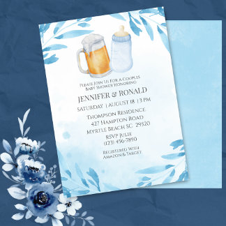 Boys Couples Co Ed Blue Baby Shower Invitation