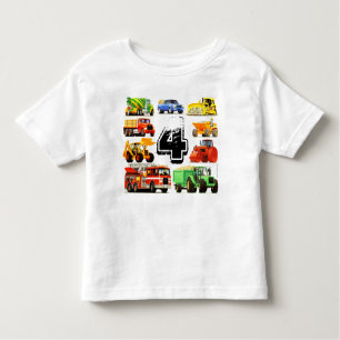 Boy's Custom Age Construction Truck 4th Birthday Toddler T-Shirt