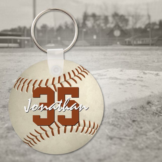 Boy's custom name jersey number baseball key ring (Creator Uploaded)