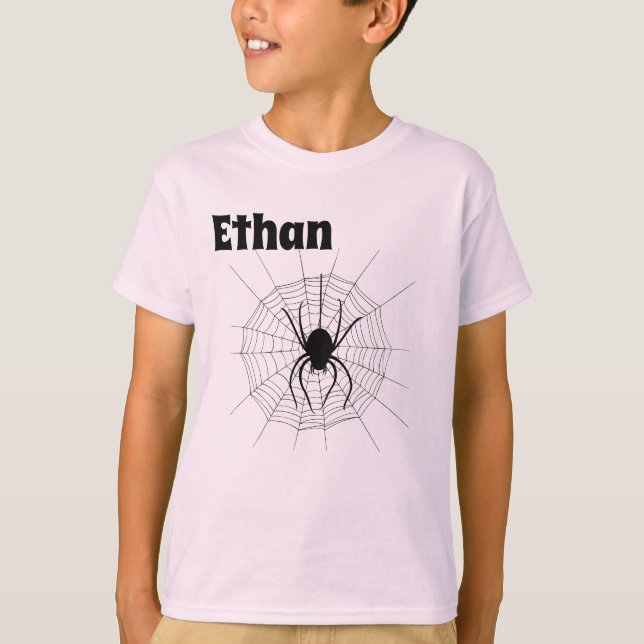 Boy's Customisable Spider and Spiderweb t-shirt (Front)