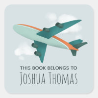Boys Cute Aeroplane Travel Kids School Bookplate
