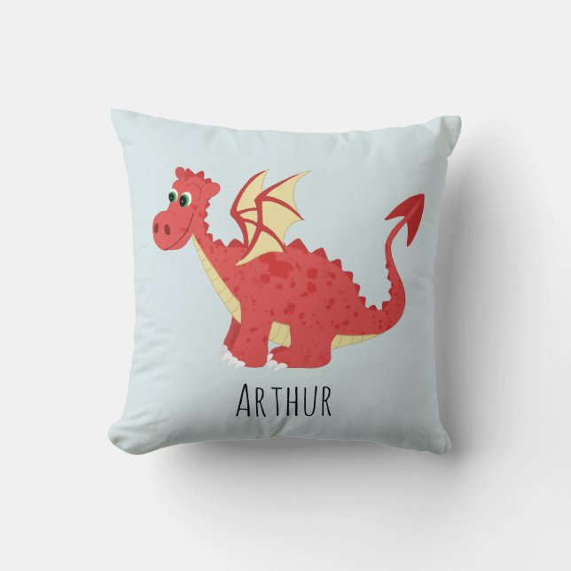Boys Cute and Magical Red Welsh Dragon Kids Cushion (Front)