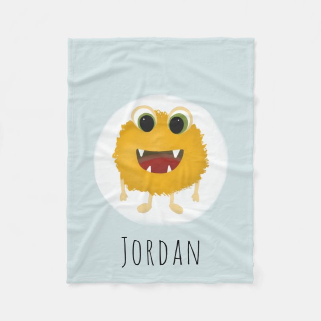 Boys Cute and Modern Magical Monster Kids Fleece Blanket (Front)