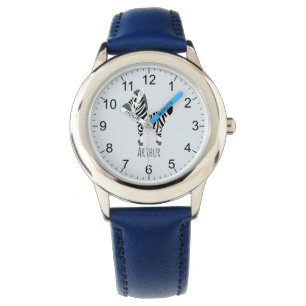 Boys Cute and Modern Safari Zebra & Name Kids Watch