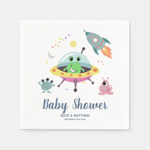 Boys Cute and Modern Space Alien Baby Shower Napkin