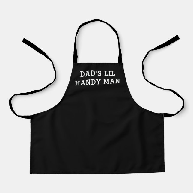 Boys Cute Black White Handy Man Typography Apron (Front)