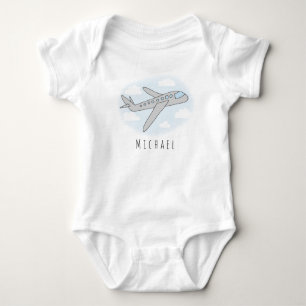 Boy's Cute Blue Aeroplane Transport Design and Nam Baby Bodysuit