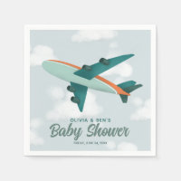 Boys Cute Blue Aeroplane Travel Baby Shower
