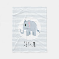 Boys Cute Blue Elephant & Name Kids Personalised