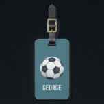 Boys Cute Blue Football Sports Kids Luggage Tag<br><div class="desc">This cute and modern kids luggage tag features a sports design, with a soccer ball, tennis racket and ball, and basketball. The tag can be personalised with your boys name and contact details. The perfect blue sporty gift for your baby, toddler or child's first trip. Check out our collection for...</div>