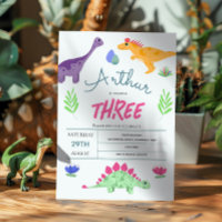 Boys Cute Blue Jungle T-Rex Dinosaur Birthday