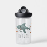 Boys Cute Blue Ocean Shark Kids School Water Bottle<br><div class="desc">This cute and modern kids water bottle design features a blue shark cartoon with orange fish. The bottle can be personalised with your boys name. The perfect ocean and sea themed addition to your kids school supplies,  perfect for kindergarten or preschool.</div>