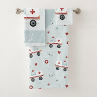 Boys Cute Blue Paramedic Ambulance Pattern Kids