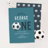 Boys Cute Blue Soccer Sports Kids 1st Birthday