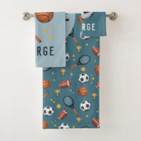 Boys Cute Blue Sports Soccer Pattern Kids