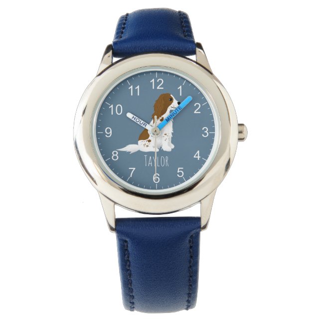 Boys Cute Blue Springer Spaniel Dog Kids Watch (Front)