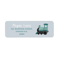 Boys Cute Blue Train Baby Shower Return