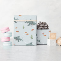 Boys Cute Blue Under the Sea Shark Kids Birthday