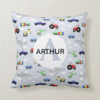 Boys Cute Car Truck Tractor Aeroplane and Name Kid