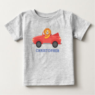 Boys Cute Cool Racing Car Personalised Name Baby T-Shirt