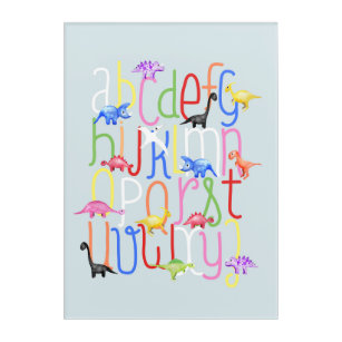Boys Cute Dinosaur ABC Alphabet Kids Nursery Acrylic Print